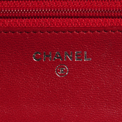 Chanel Lambskin Quilted Wallet On Chain WOC Red 6 of 8