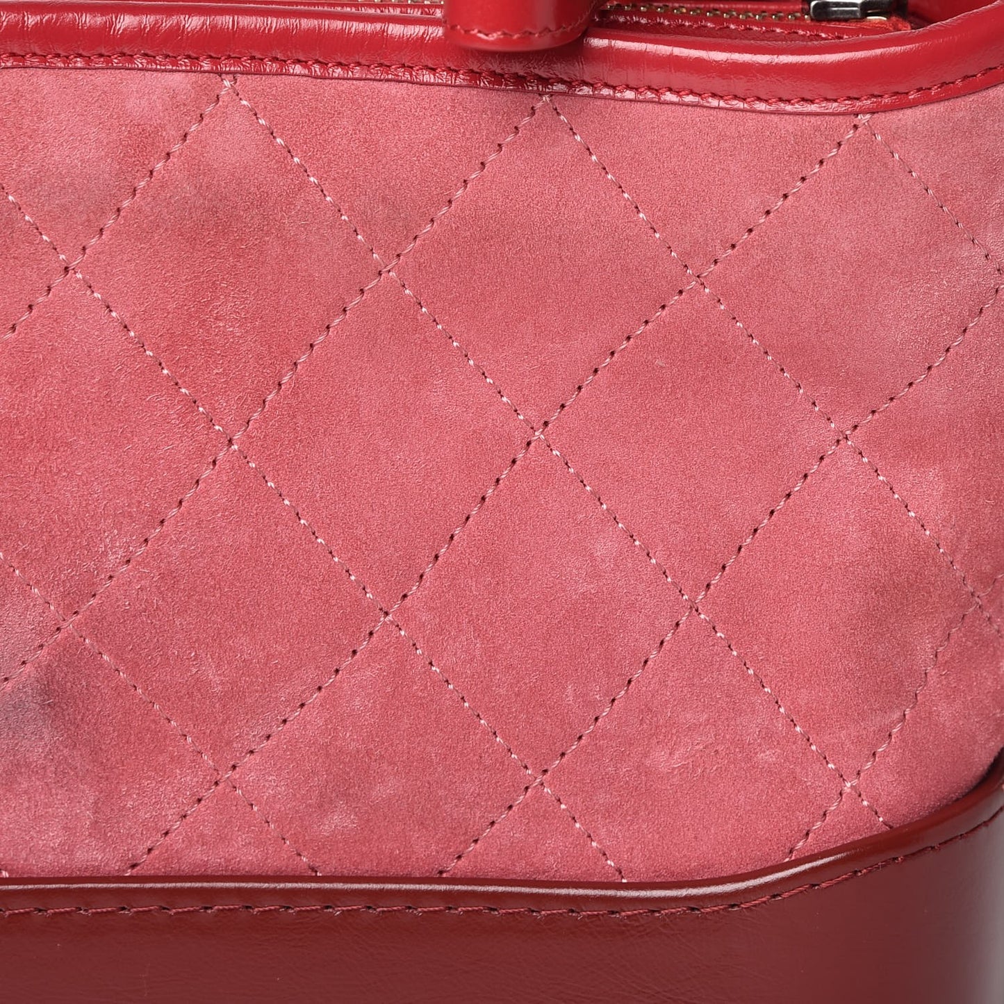 Suede Quilted Small Gabrielle Hobo Red