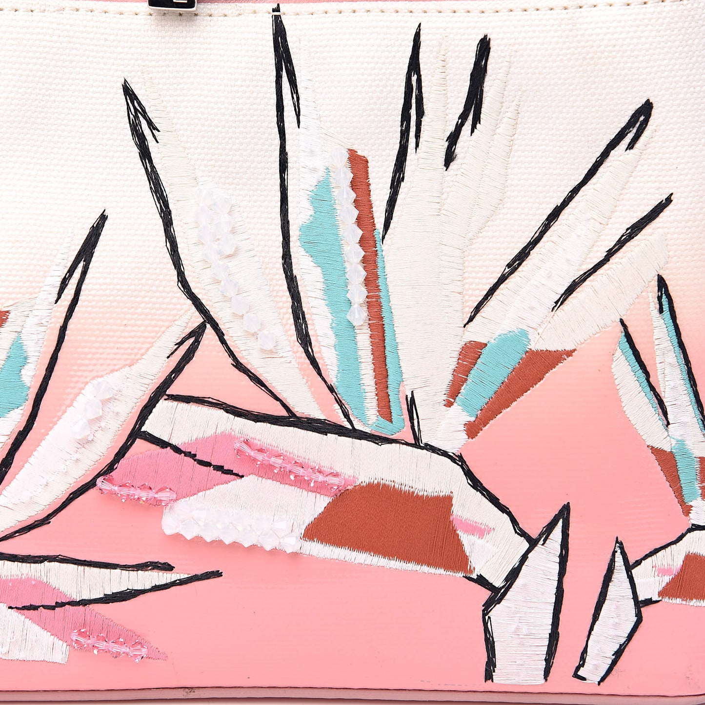 Nappa Canvas Patent Ombre Embroidered Bird Of Paradise Mini Peekaboo Iconic Satchel Pink