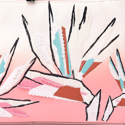Fendi Nappa Canvas Patent Ombre Embroidered Bird Of Paradise Mini Peekaboo Iconic Satchel Pink 14 of 16