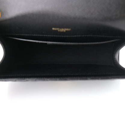 Saint Laurent Grain De Poudre Textured Mixed Matelasse Triquilt Medium Monogram Satchel Black 5 of 12