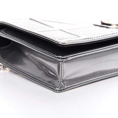 Christian Dior Metallic Patent Micro-Cannage Diorama Wallet on Chain Pouch Silver 11 of 12