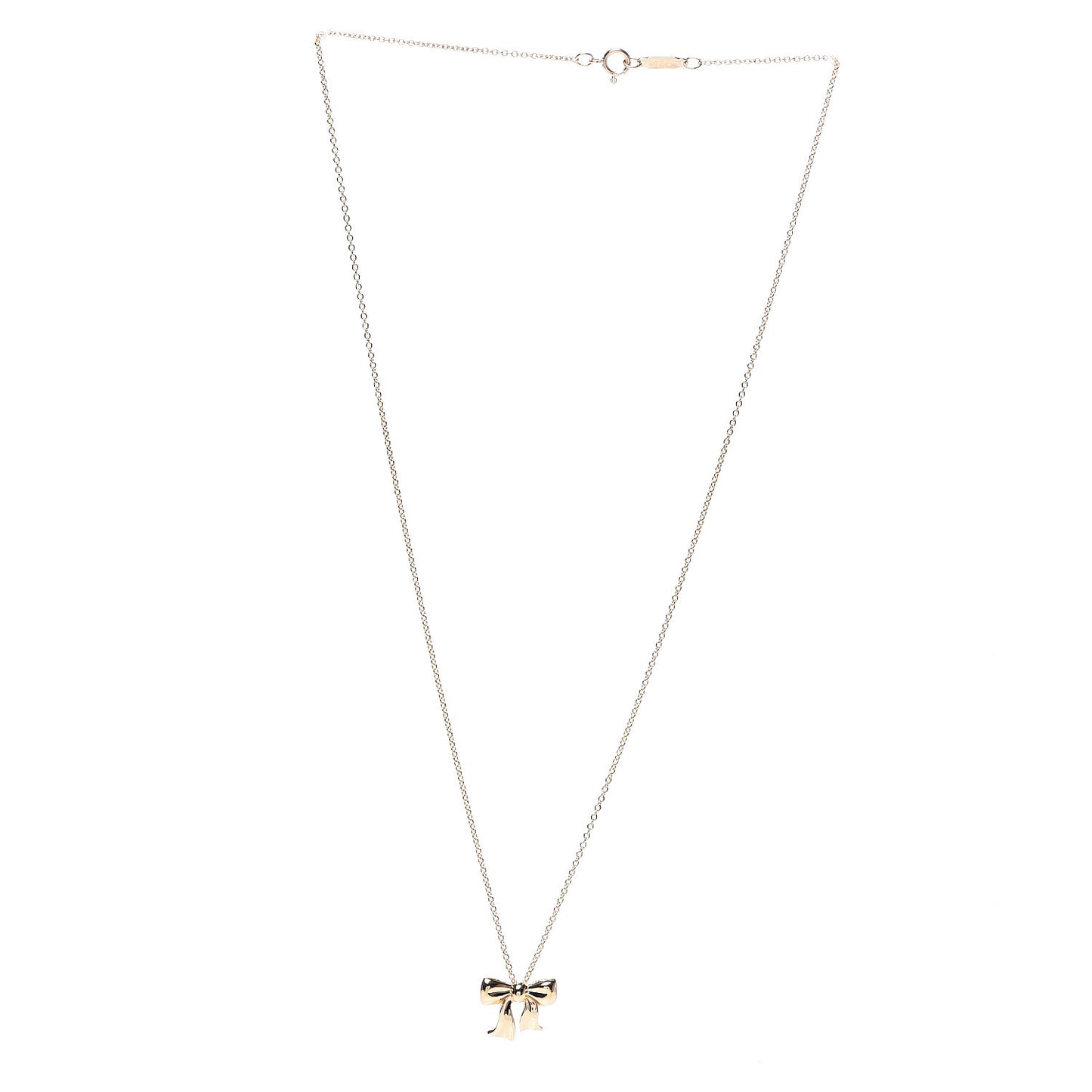 18K Yellow Gold Bow Pendant Necklace