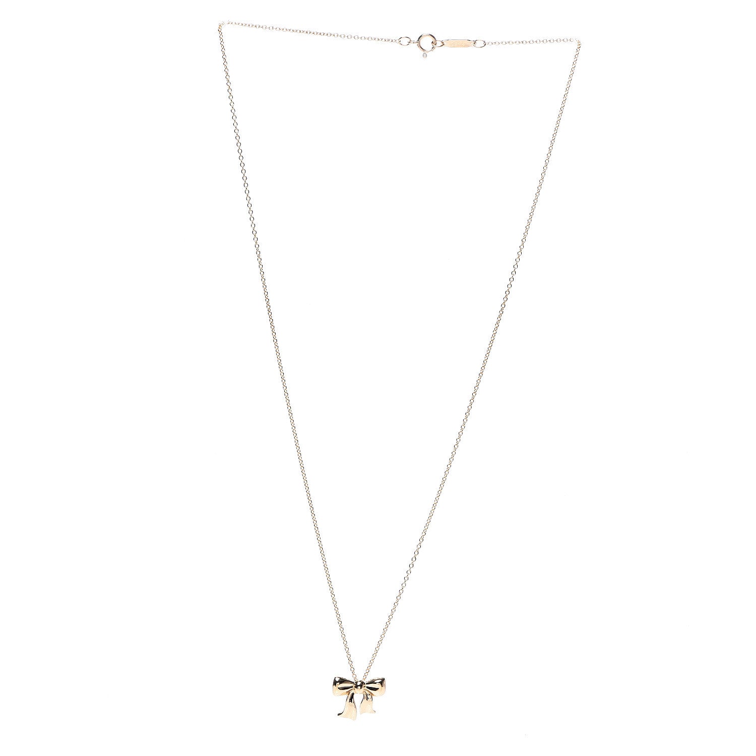 Tiffany 18K Yellow Gold Bow Pendant Necklace 3 of 7