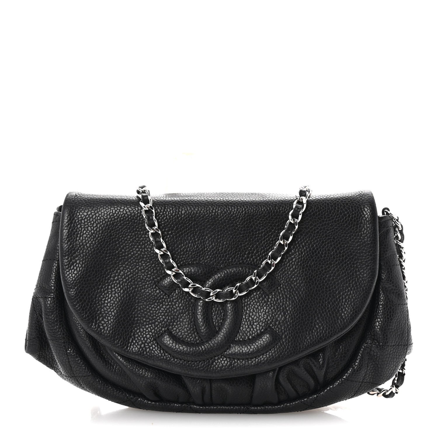 Chanel Caviar Half Moon Wallet On Chain WOC Black 1 of 11