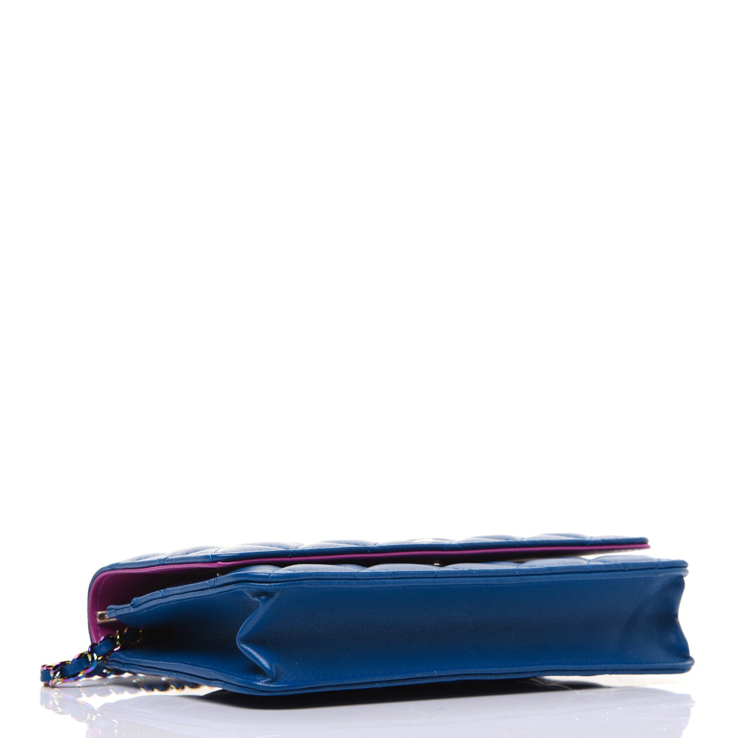 Chanel Lambskin Quilted Wallet On Chain WOC Dark Blue Pink 5 of 16
