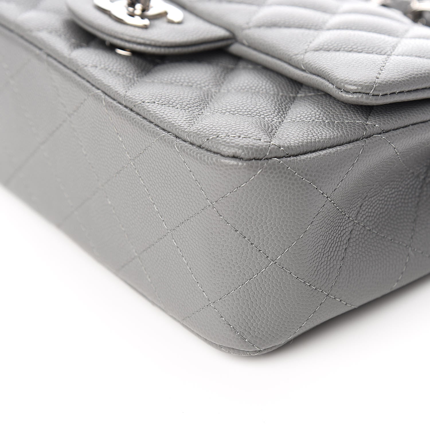 Chanel Caviar Quilted Mini Rectangular Flap Grey 9 of 10