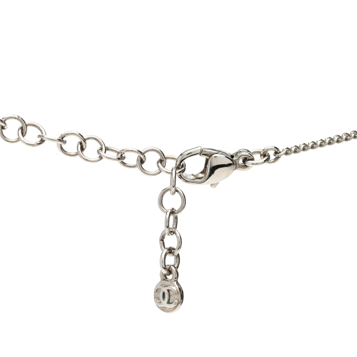 Crystal CC Drop Pendant Necklace Silver