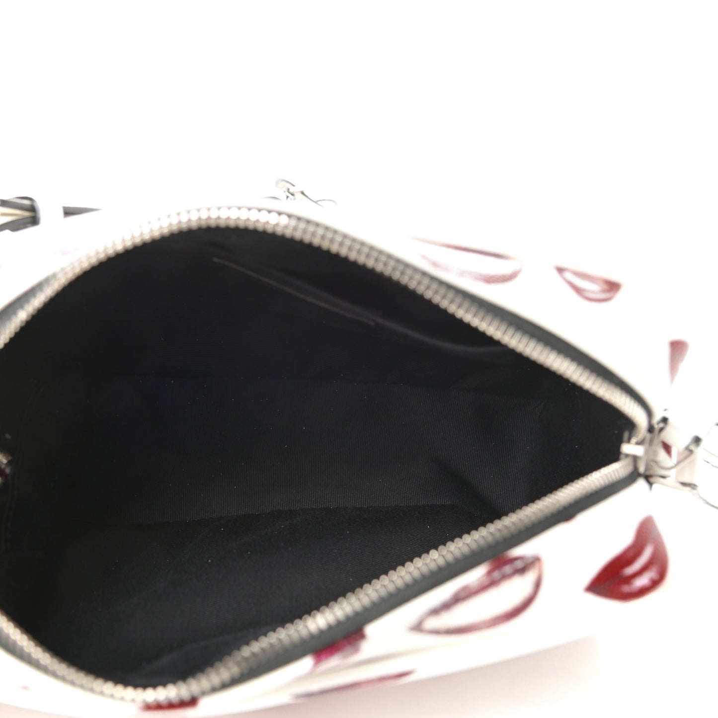 Grain De Poudre Lips Print Medium Classic Monogram Camera Bag White Red