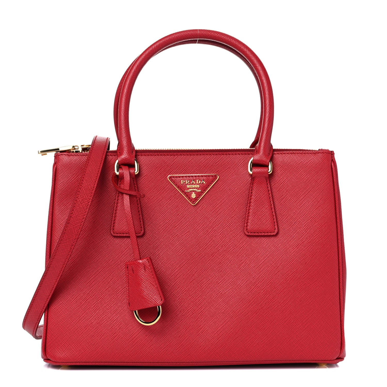 Prada Saffiano Small Galleria Double Zip Tote Fuoco 1 of 13