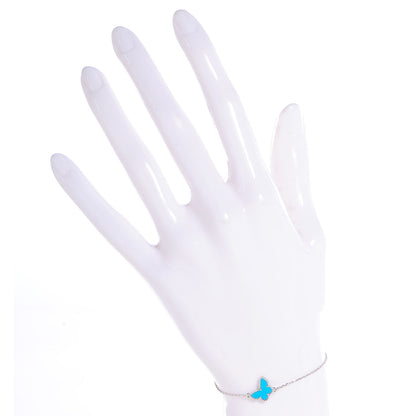 Van Cleef & Arpels 18K White Gold Turquoise Sweet Alhambra Butterfly Bracelet 2 of 6