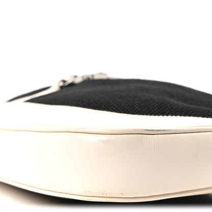 Gucci Canvas Calfskin Jackie O Chain Hobo White Black 10 of 14