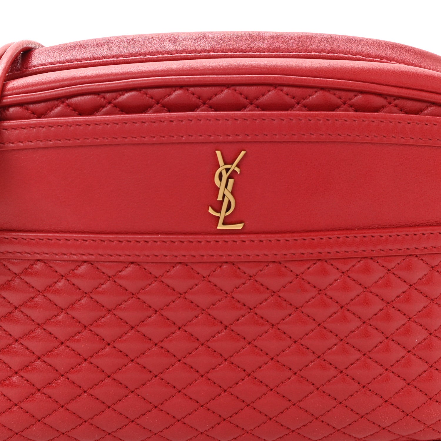 Saint Laurent Lambskin Quilted Victoire Camera Bag Rouge Eros 8 of 11