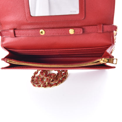 Prada Saffiano Metal Flap Wallet With Strap Fuoco 7 of 14