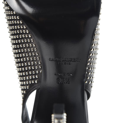 Saint Laurent Calfskin Studded Paris 105 Slingback Pumps 38.5 Black 8 of 11
