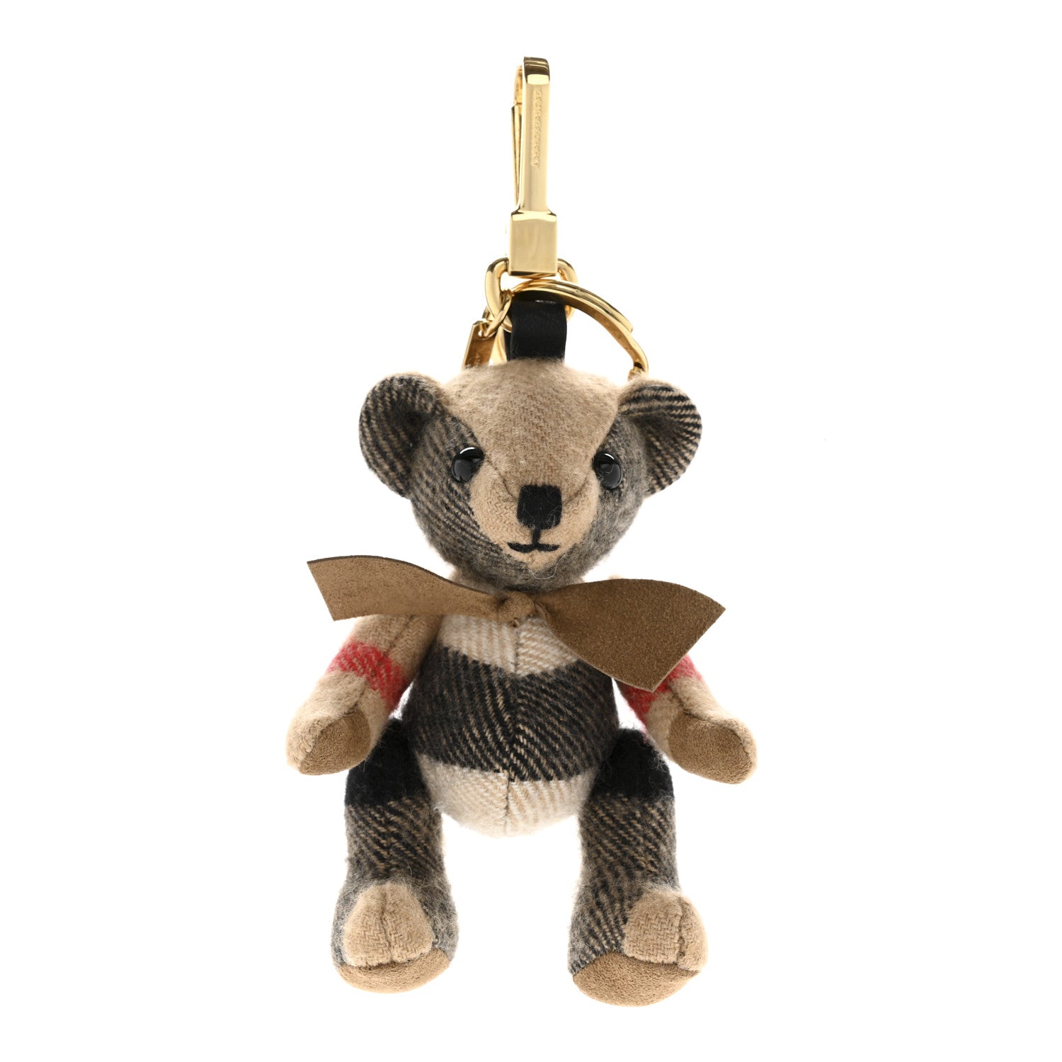 Burberry Cashmere House Check Thomas Bear Bag Charm Camel Gold 1 of 3