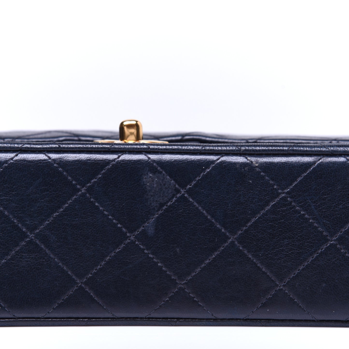 Lambskin Quilted Small Double Flap Navy