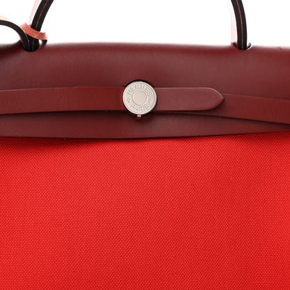Hermes Military Toile Vache Hunter Herbag Zip Retourne 31 PM Rouge Radieux Rouge H 10 of 13