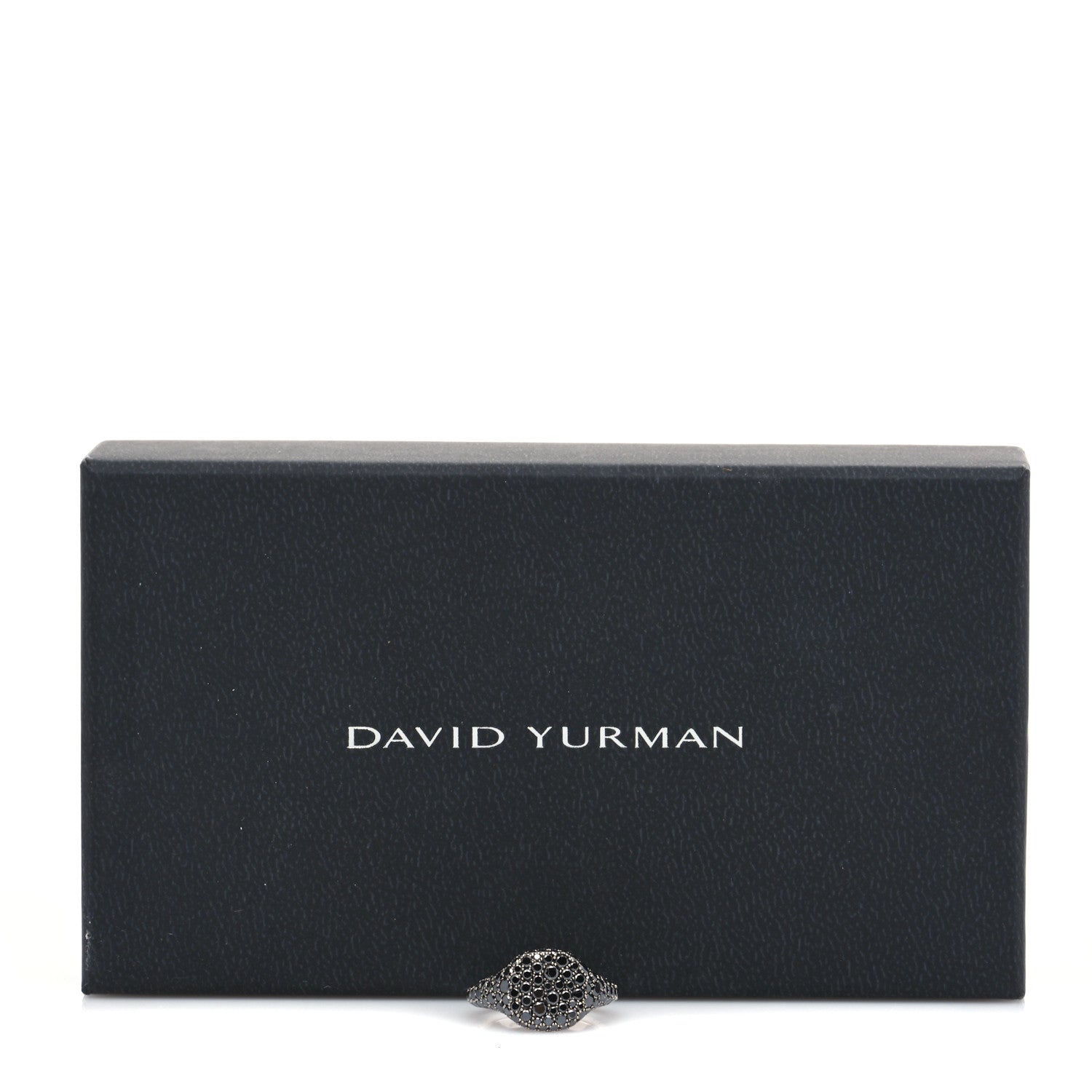 David Yurman 18K White Gold Black Diamond Pave Pinky Ring 45 3.5 5 of 5
