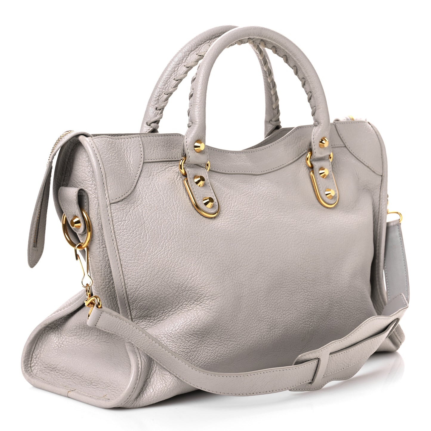 Chevre Gold Metallic Edge Hardware City Gris Clair Gris Perle
