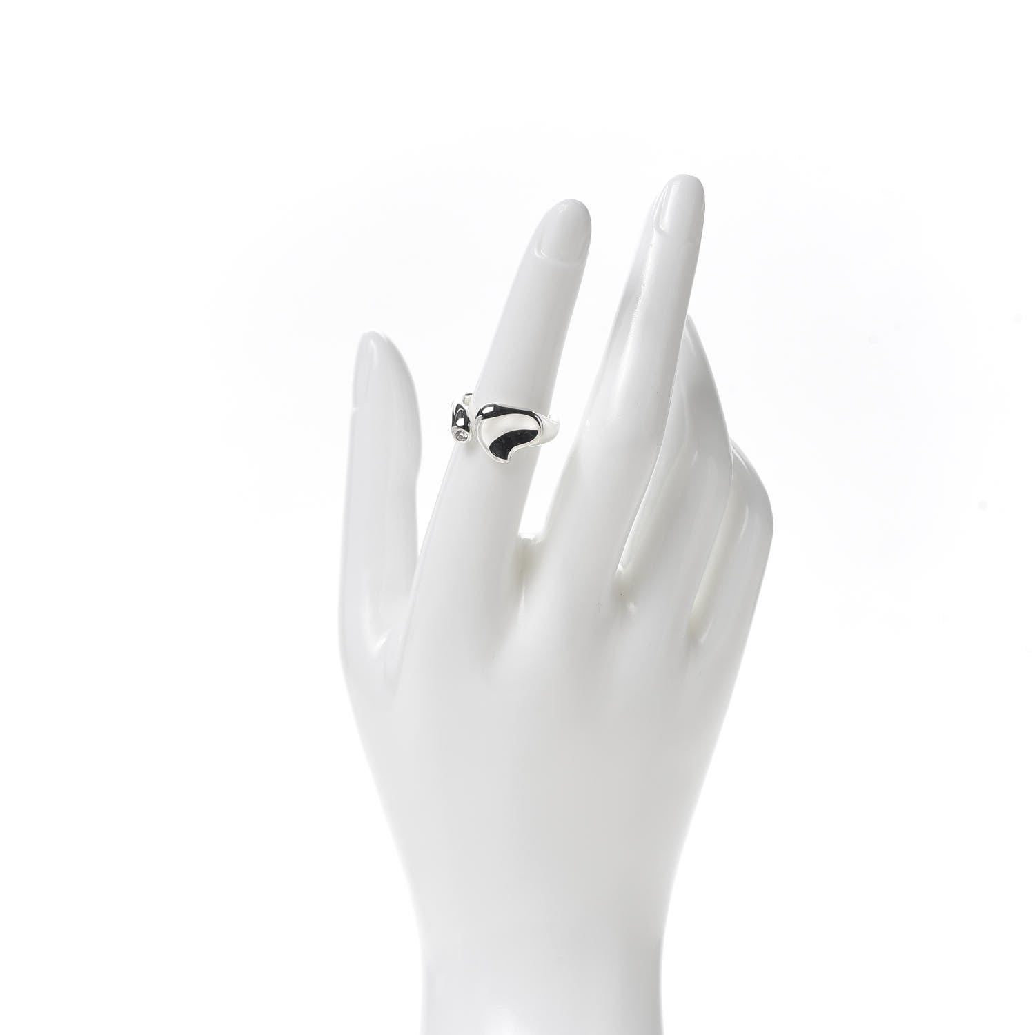 Tiffany Sterling Silver Diamond Elsa Peretti Full Heart Ring 52 6 2 of 6