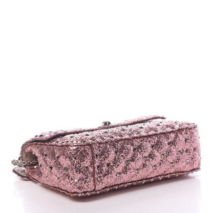 Valentino Garavani Glitter Medium Rockstud Spike Shoulder Bag Antique Pink 4 of 9