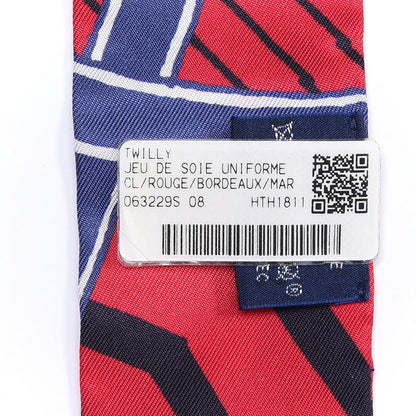 Hermes Silk Jeu de Soie Uniforme Twilly Rouge Bordeaux Marine 3 of 4