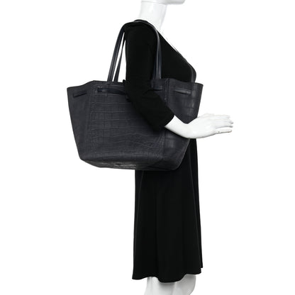 Celine Crocodile Embossed Nubuck Small Belt Cabas Phantom Navy Blue 2 of 12