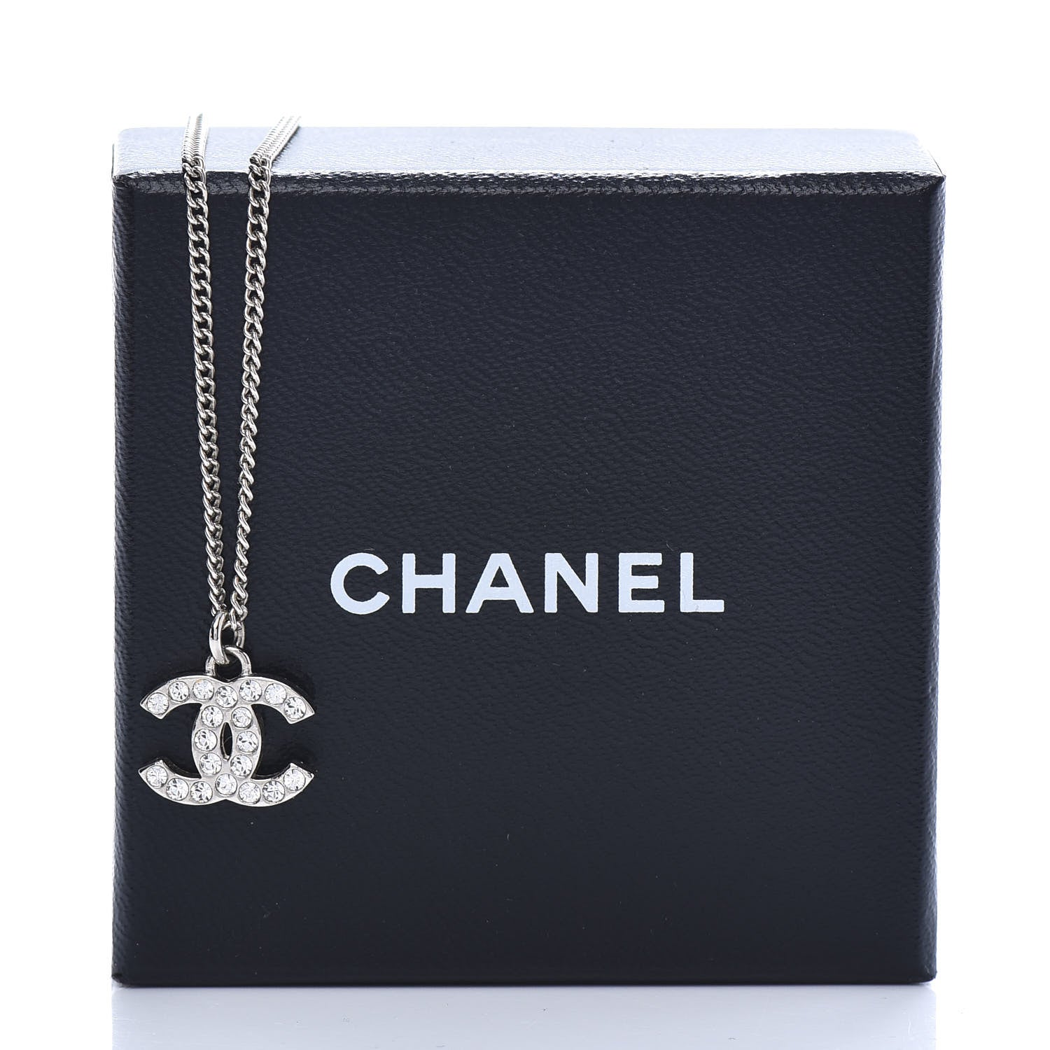 Chanel Crystal Timeless CC Necklace Silver 6 of 6