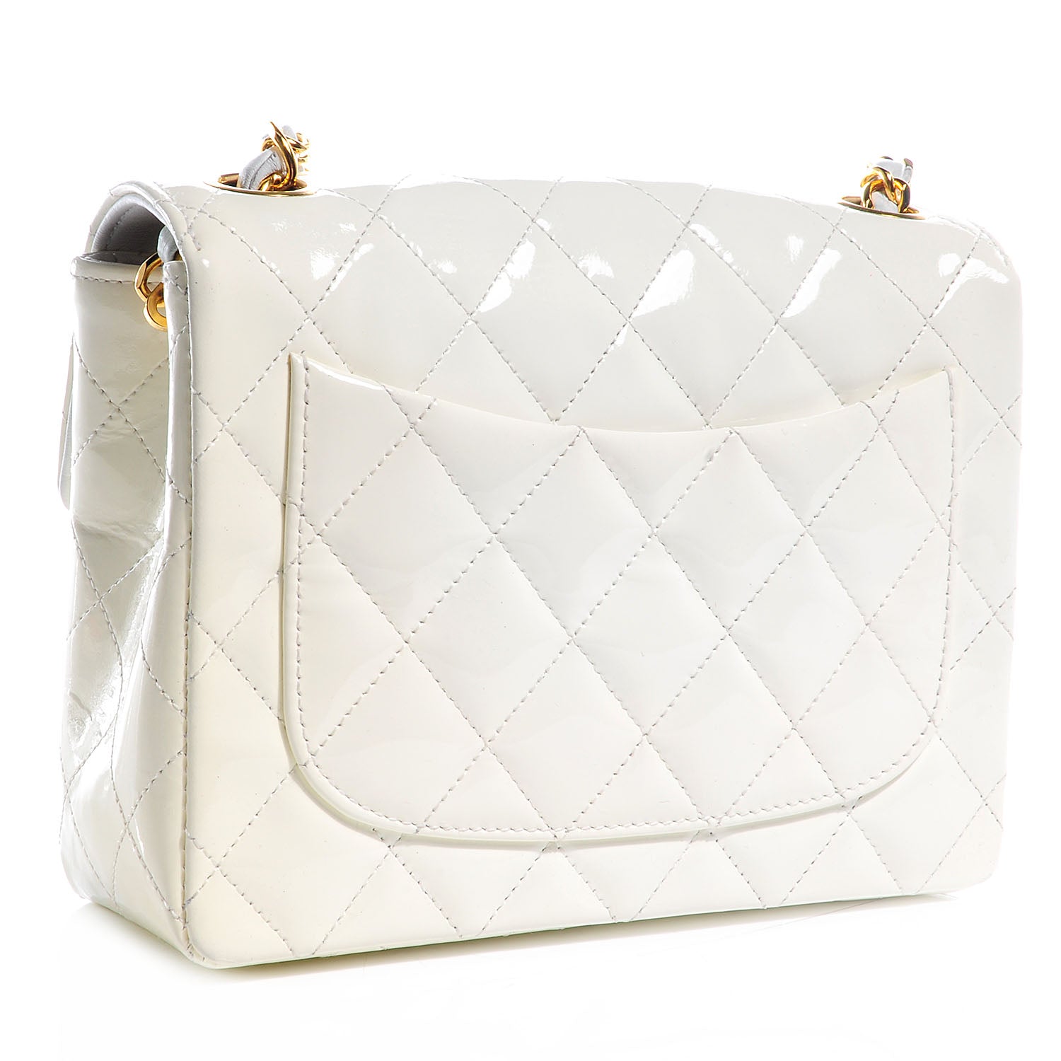 Chanel Patent Quilted Mini Square Flap White 3 of 9