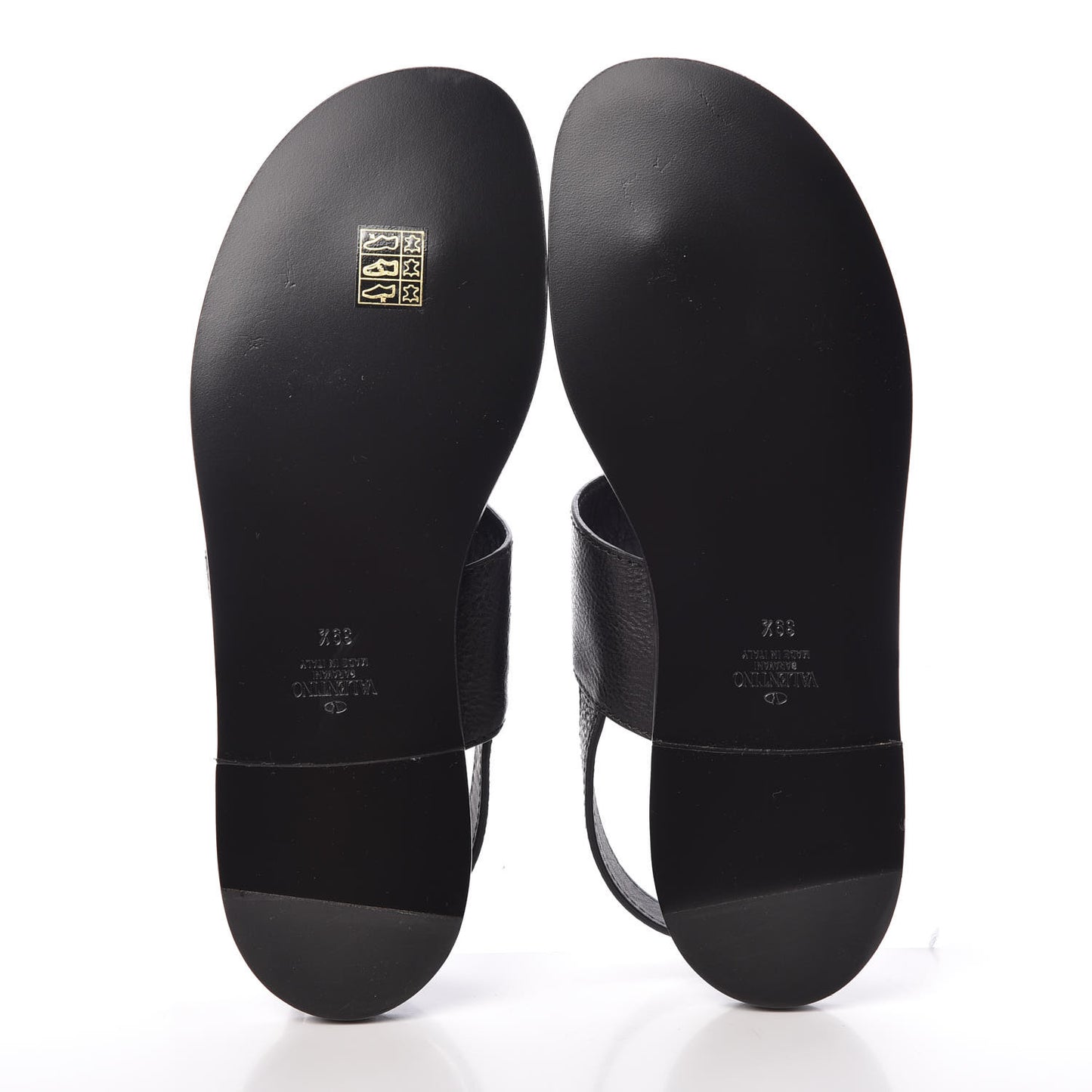 Grainy Cowhide Vlogo Slingback Flat Thong Sandals 39.5 Black