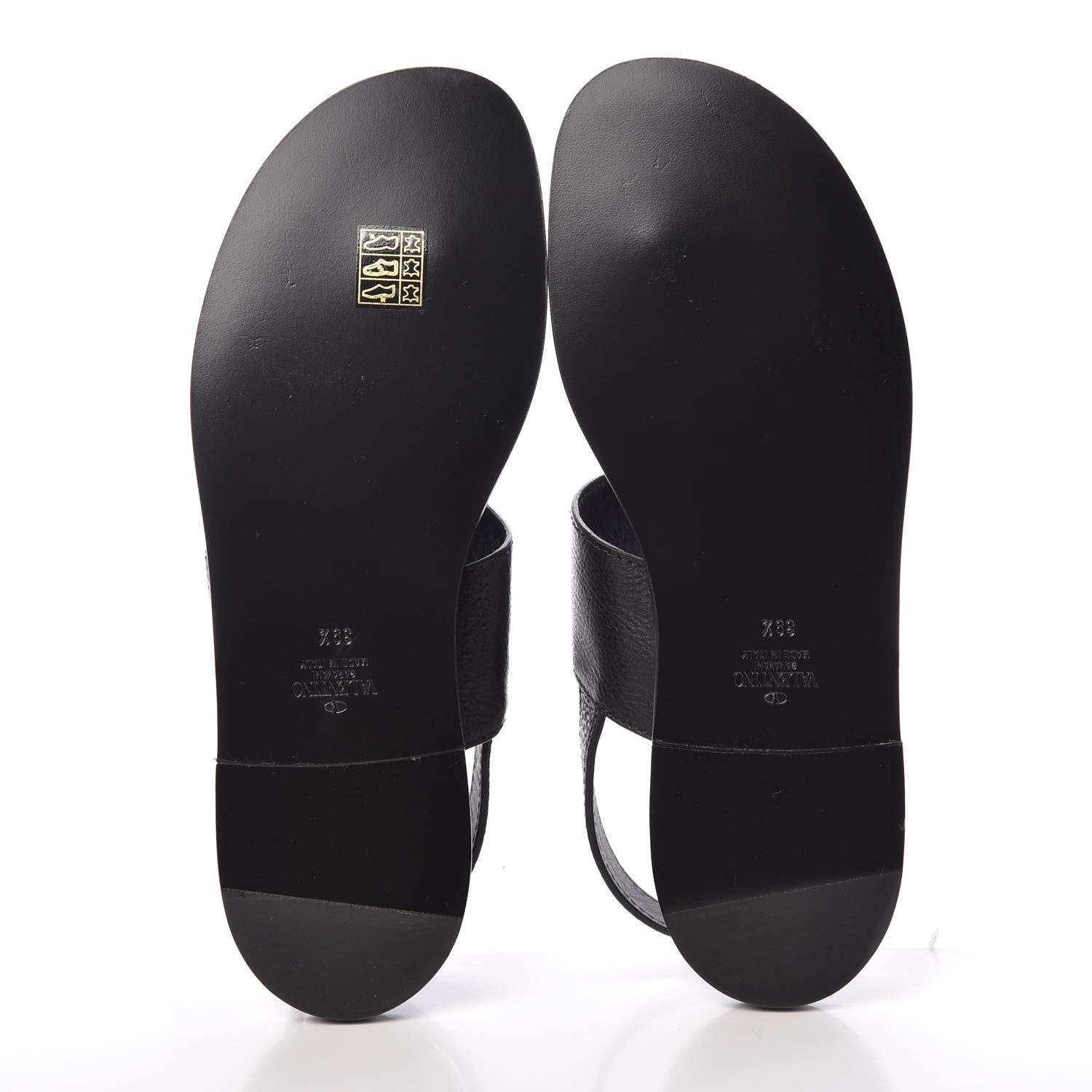 Valentino Garavani Grainy Cowhide Vlogo Slingback Flat Thong Sandals 39.5 Black 5 of 7