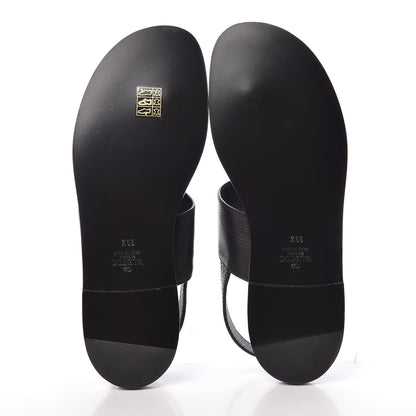 Valentino Garavani Grainy Cowhide Vlogo Slingback Flat Thong Sandals 39.5 Black 5 of 7