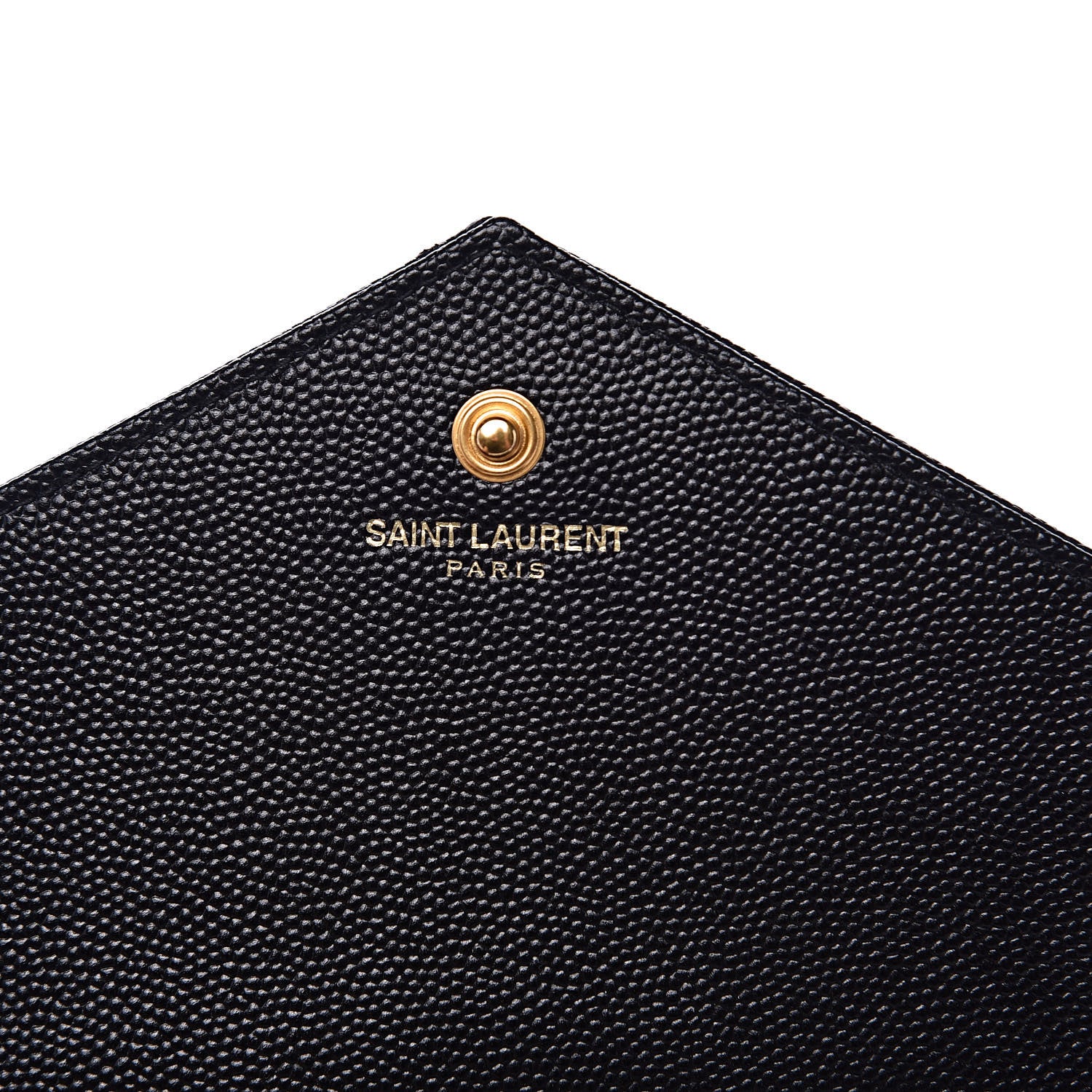 Saint Laurent Grain De Poudre Matelasse Chevron Monogram Chain Wallet Black 6 of 13