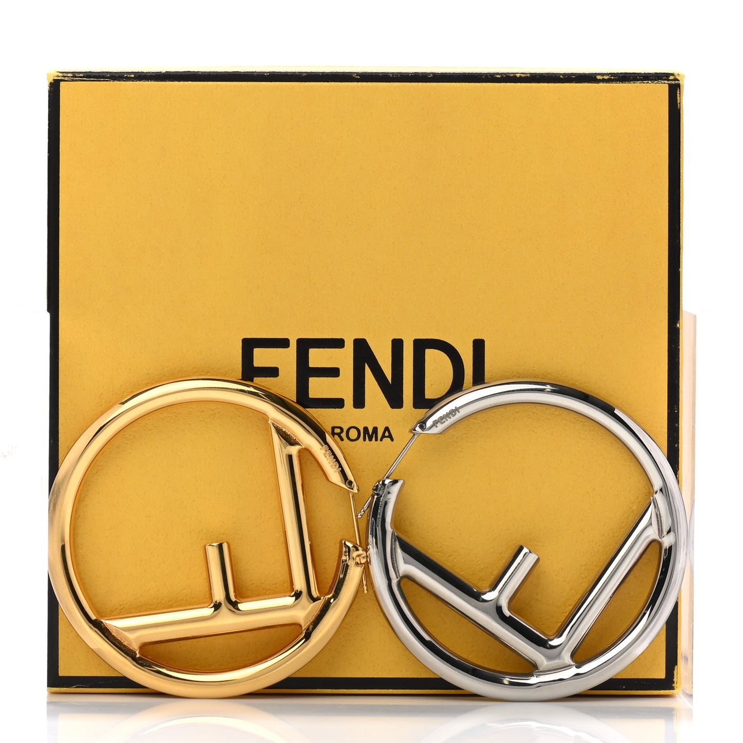 Metal FF Hoop Earrings Gold Silver