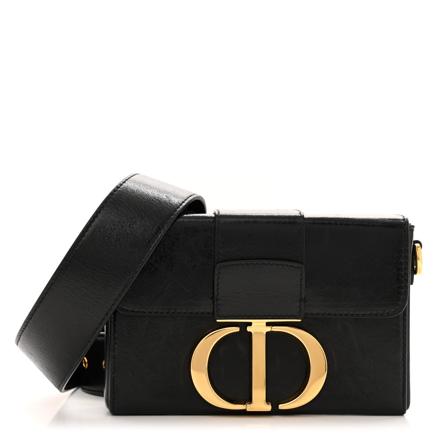 Christian Dior Crackled Lambskin 30 Montaigne Box Bag Black 1 of 14
