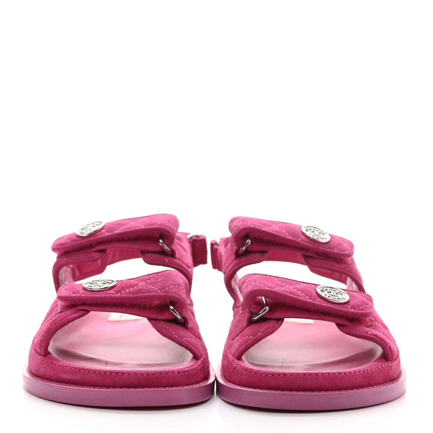 Suede Calfskin Velcro Dad Sandals 38 Pink