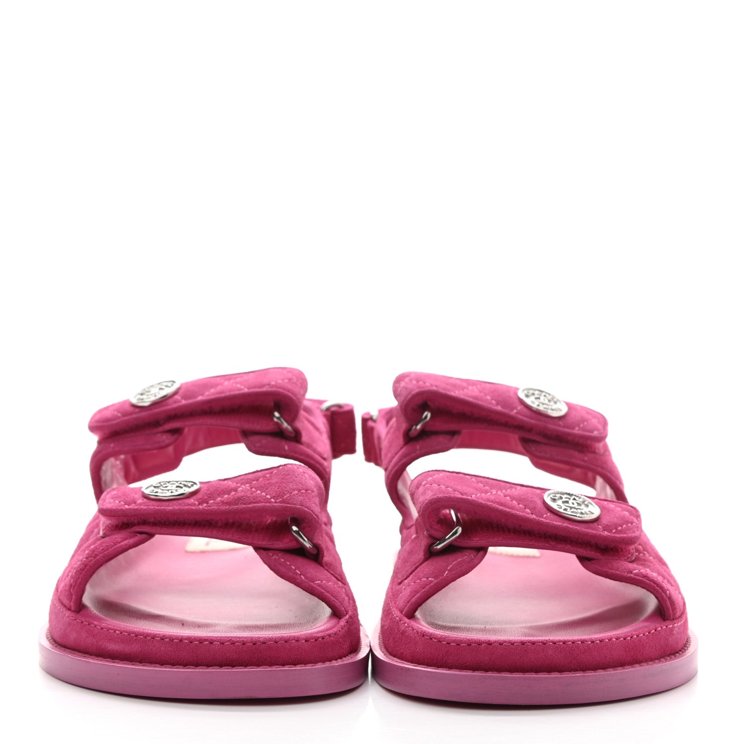 Chanel Suede Calfskin Velcro Dad Sandals 38 Pink 2 of 9