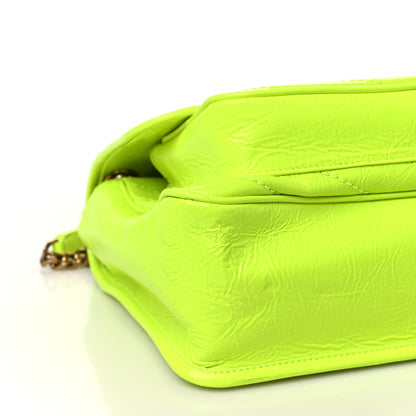 Saint Laurent Crinkled Calfskin Matelasse Monogram Medium Niki Chain Satchel Neon Yellow 9 of 10