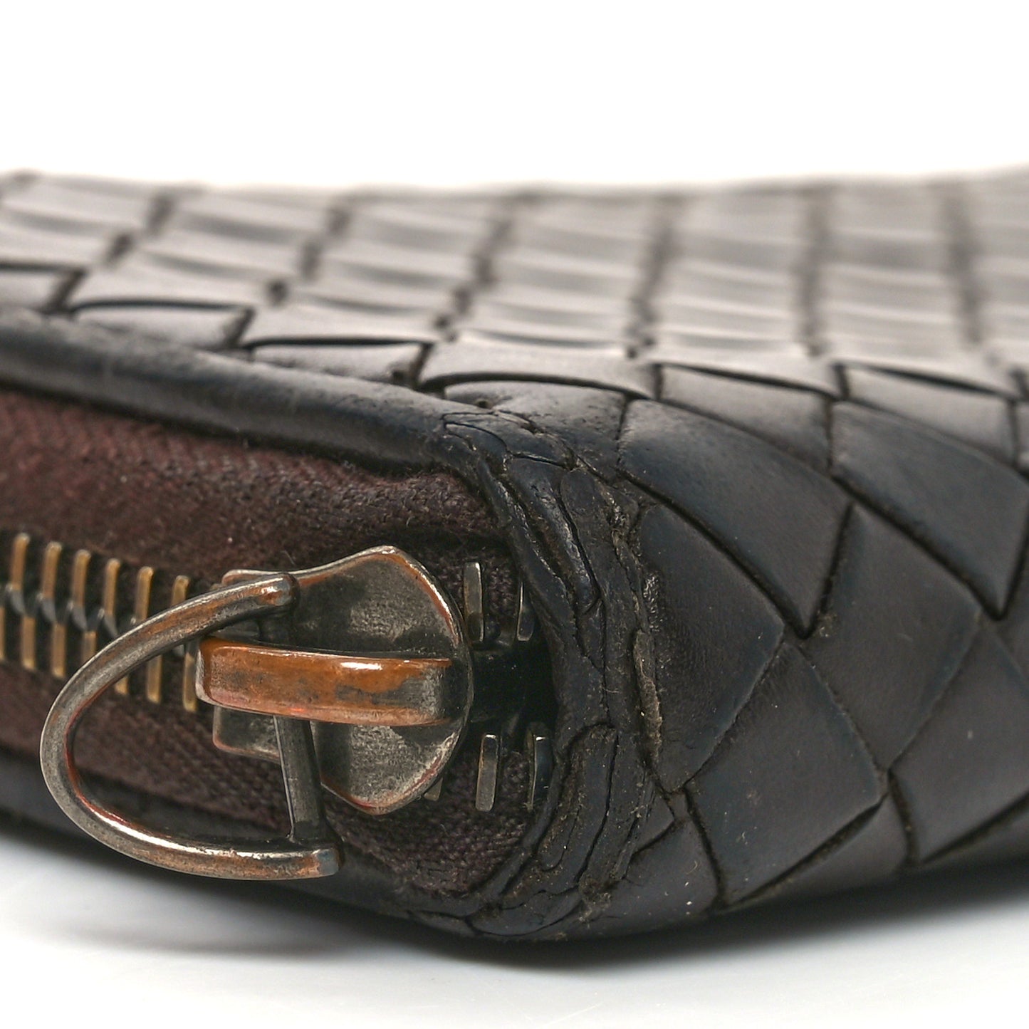 Nappa Intrecciato Zip Around Wallet Brown