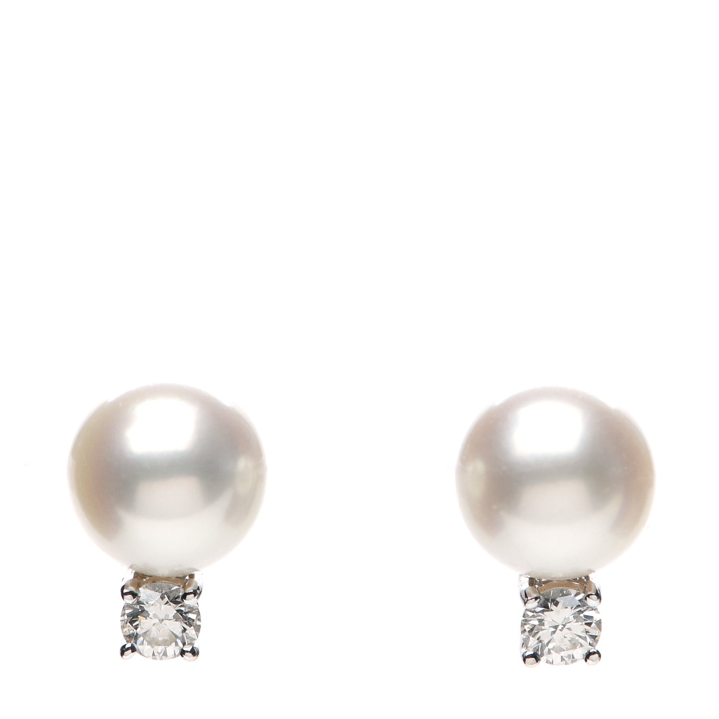 18K White Gold Diamond Akoya Pearl 7-7.5mm Signature Earrings