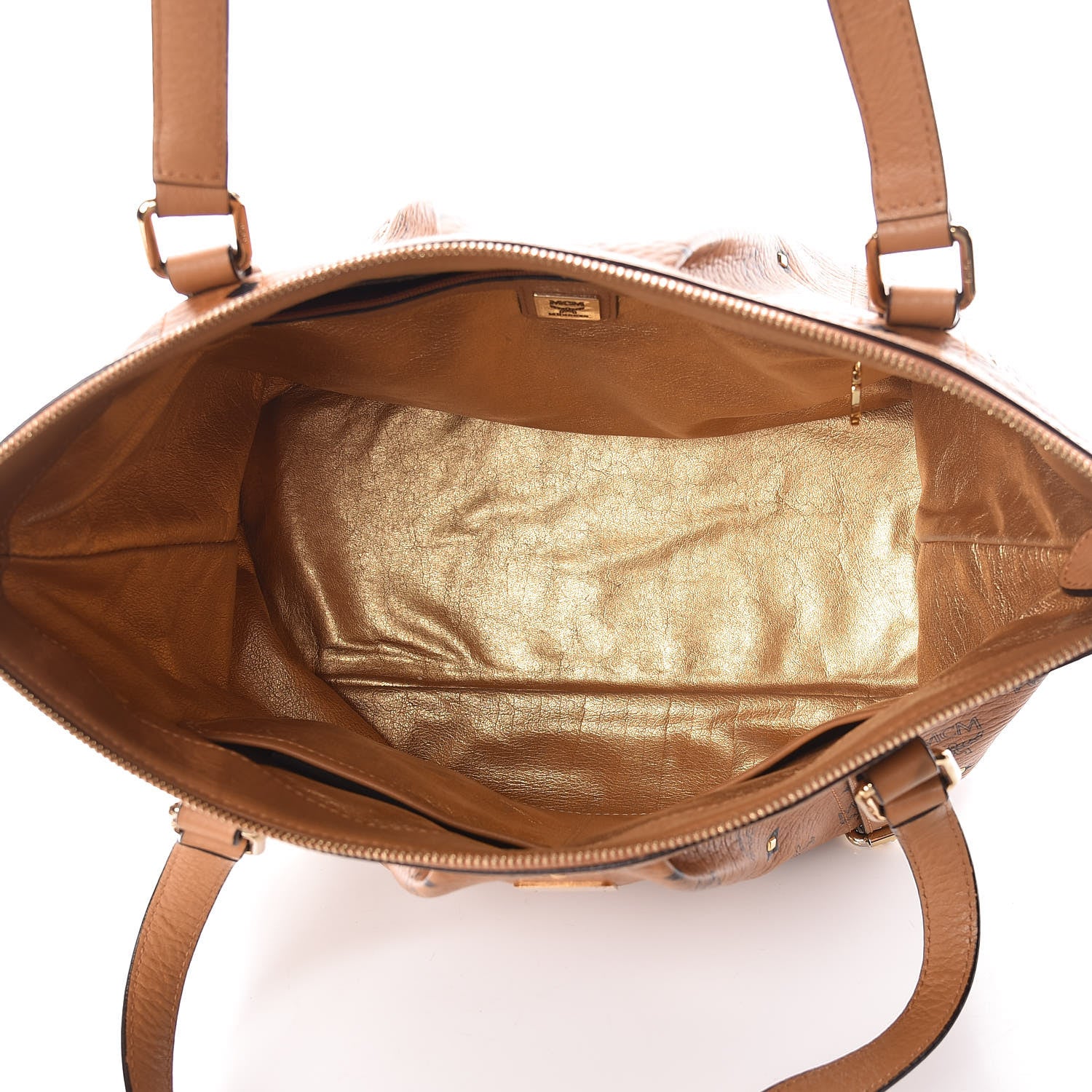 MCM Visetos Studded Medium Essentials Shopper Tote Cognac 7 of 9