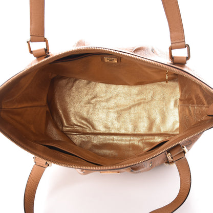 MCM Visetos Studded Medium Essentials Shopper Tote Cognac 7 of 9