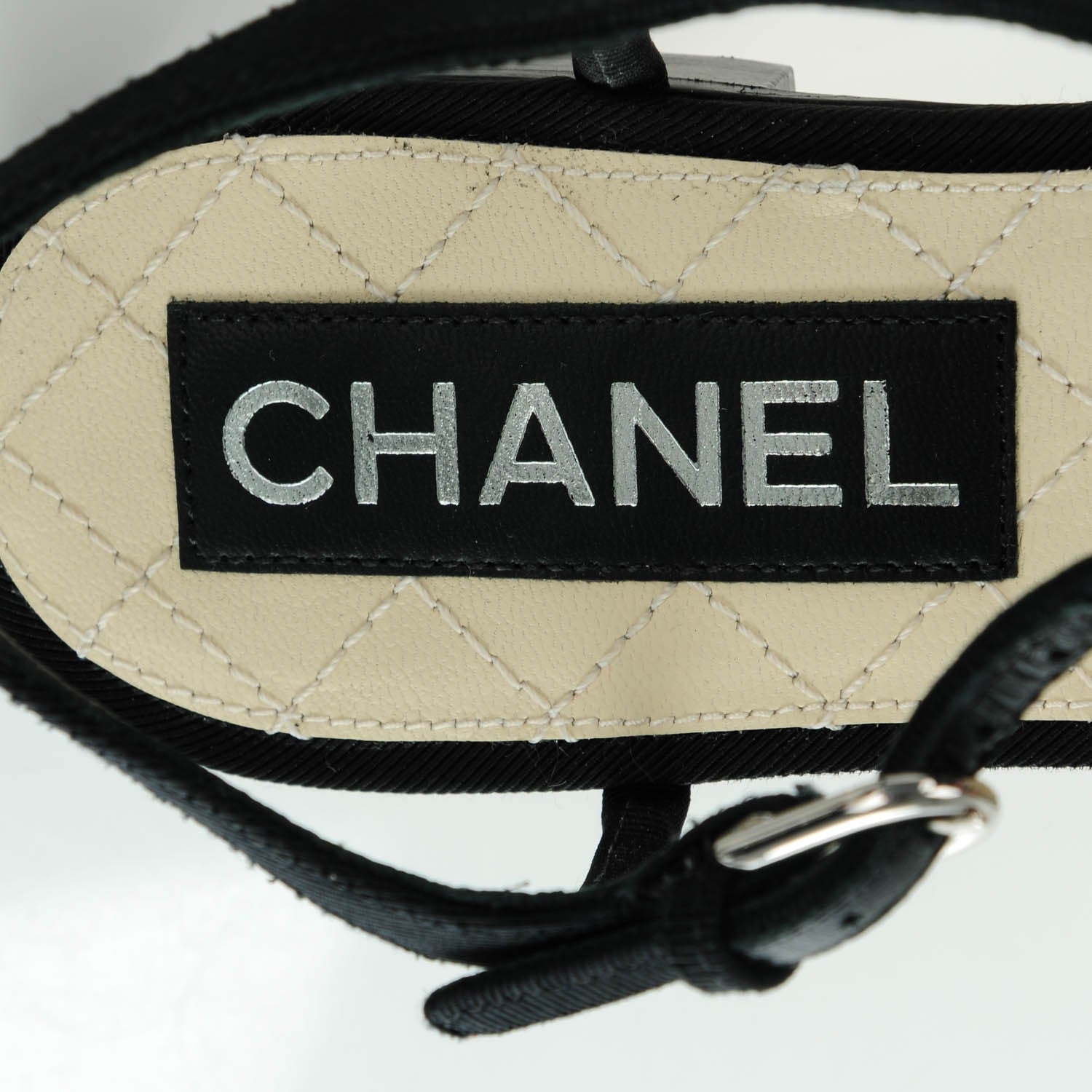 Chanel Grosgrain Pearl Sandals 37.5 Black 13 of 13