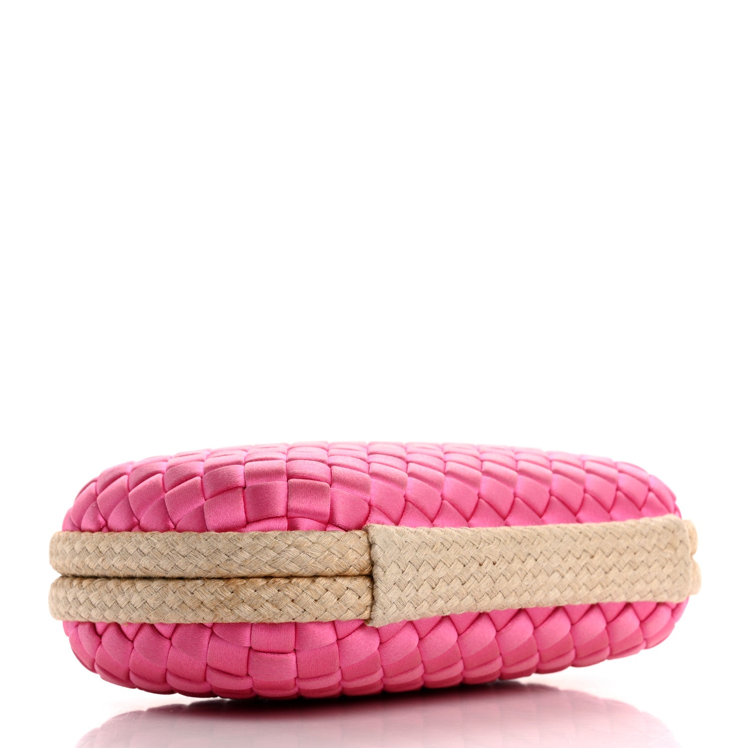 Bottega Veneta Satin Intreccio Impero Knot Clutch Clutch Rosa Shock 4 of 7