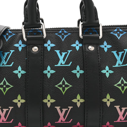 Louis Vuitton Monogram Iridescent Keepall Bandouliere 25 Black 7 of 9