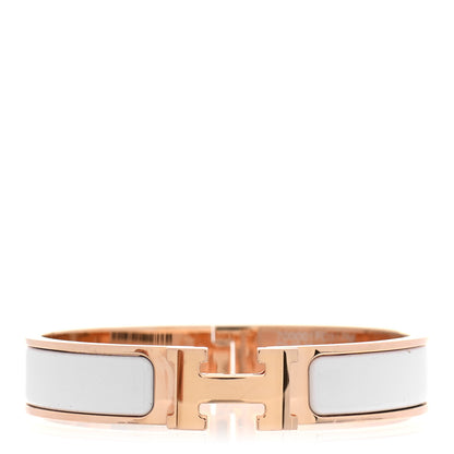 Hermes Enamel Narrow Clic Clac H Bracelet PM White 1 of 4