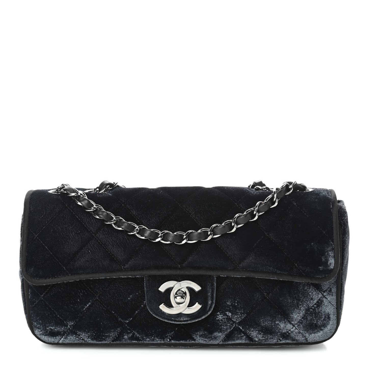 Velvet Quilted East West Flap Black