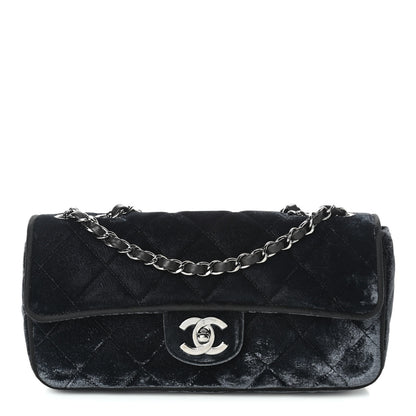 Chanel Velvet Quilted East West Flap Black 1 of 12