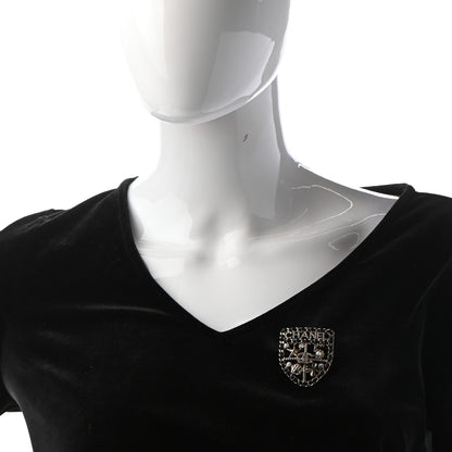 Chanel Lambskin Pearl Strass Sergeant Chanel Shield Brooch Gold 2 of 5